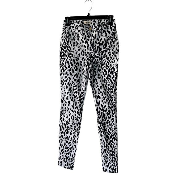 L'Agence Marguerite Genoa Print Stretch Jeans Pant in White & Black - Size 25 - Picture 1 of 11